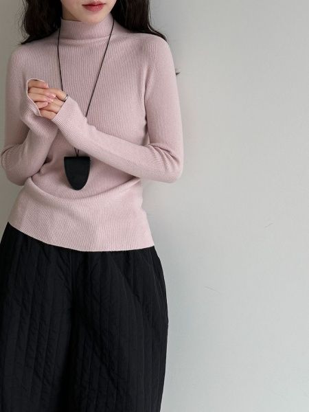 無縫修身半高領打底衫（8色）#ss908