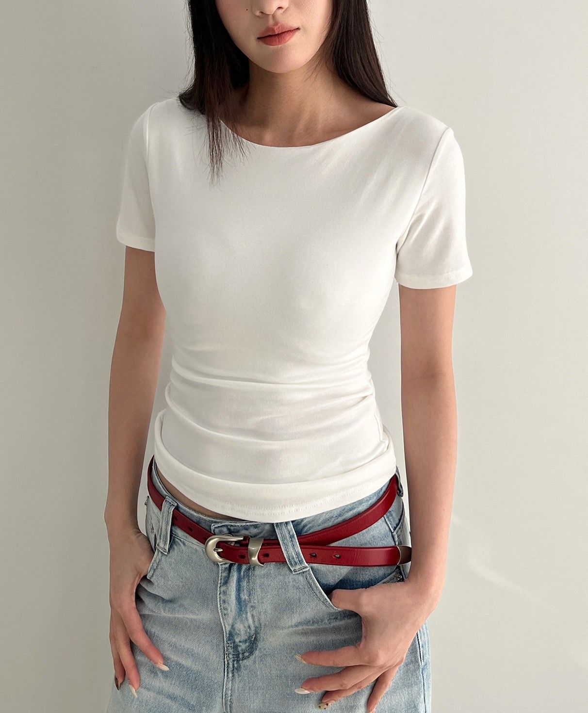 𝟐𝟎𝟐𝟔春季新款！百搭修身正肩微彈短袖（6色）#c6989