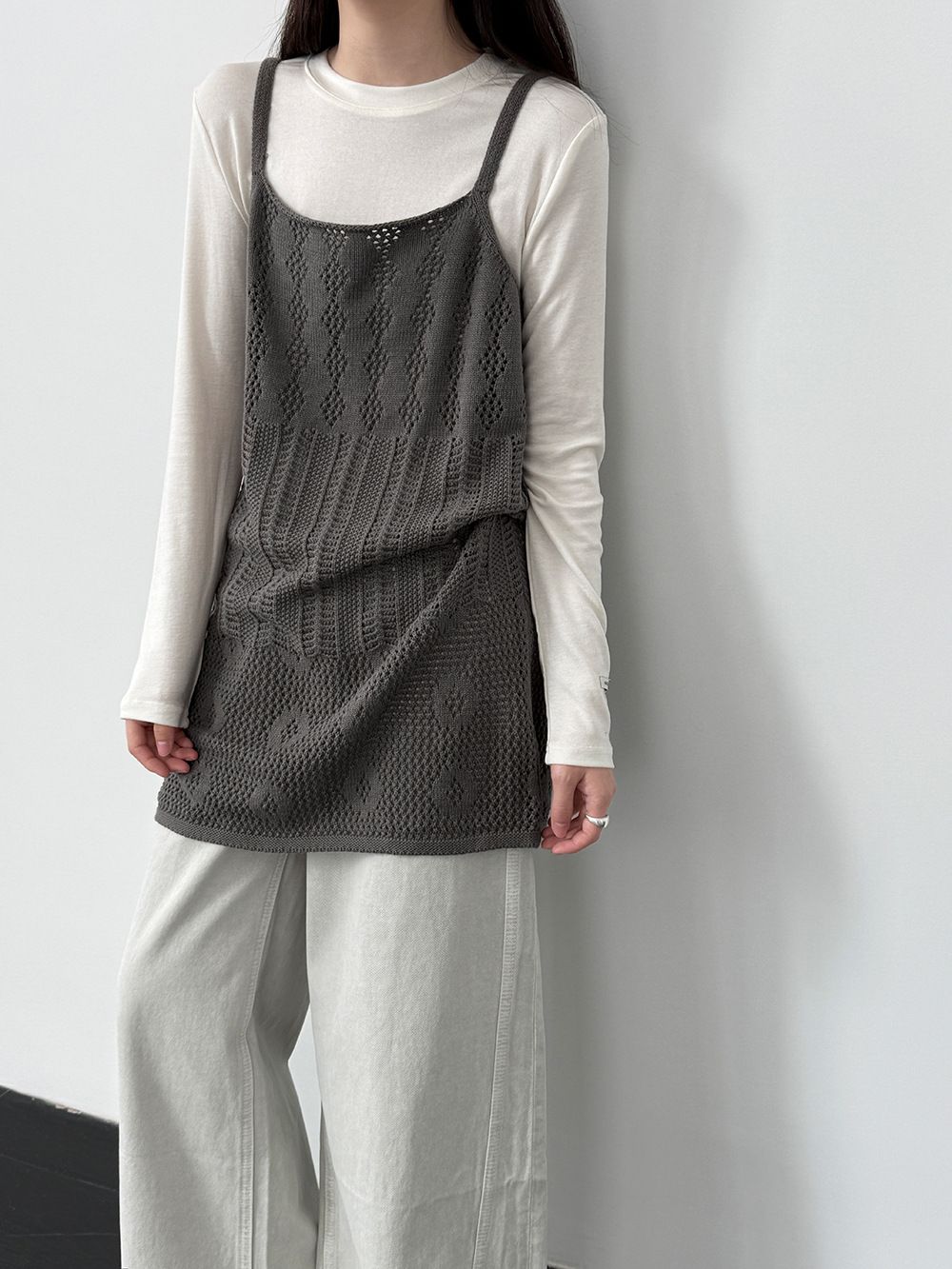 鏤空針織背心罩衫（3色）#ss996