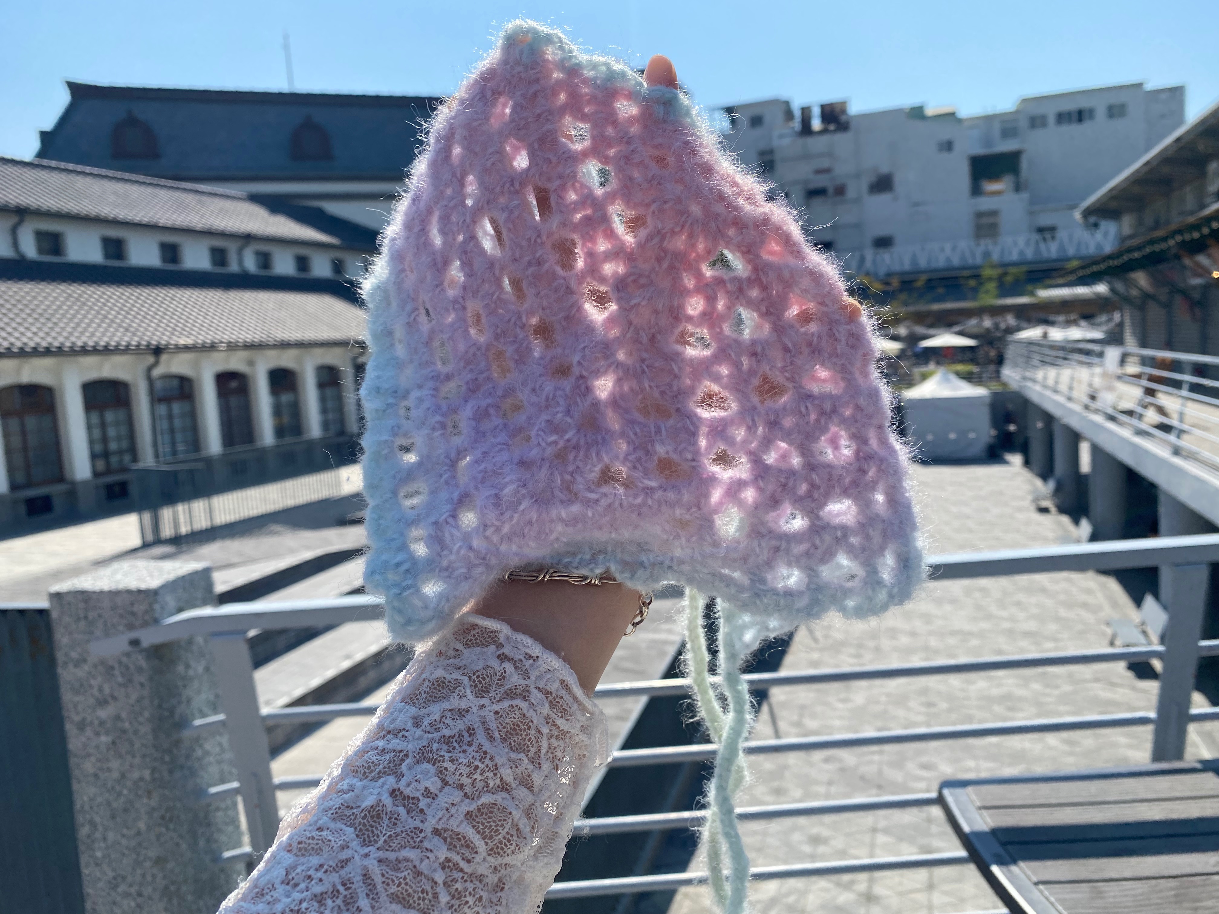 格子三角巾☆*:.｡.