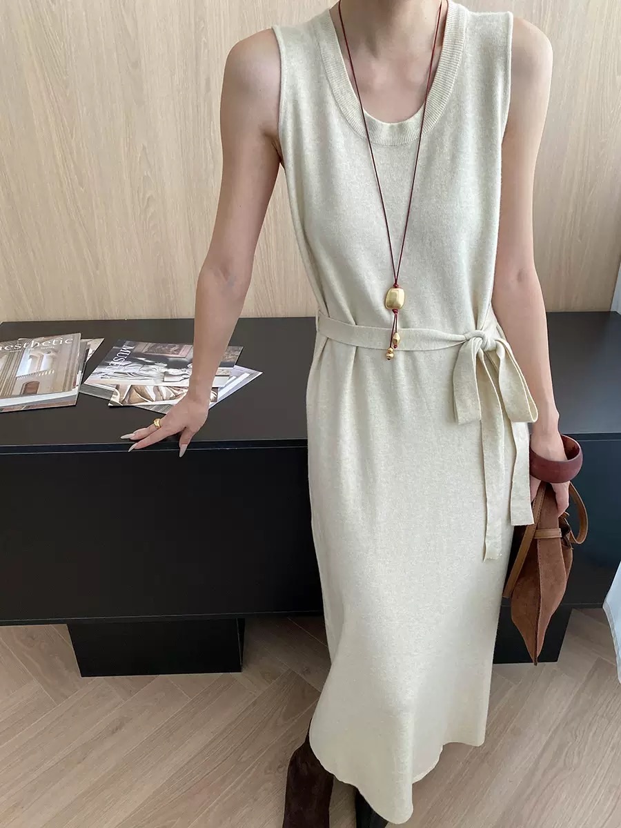 U-Neck Knit Dress/法式無袖針織背心裙