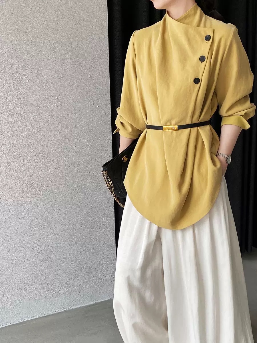 French Asymmetric Shirt/法式不規則鈕扣襯衫