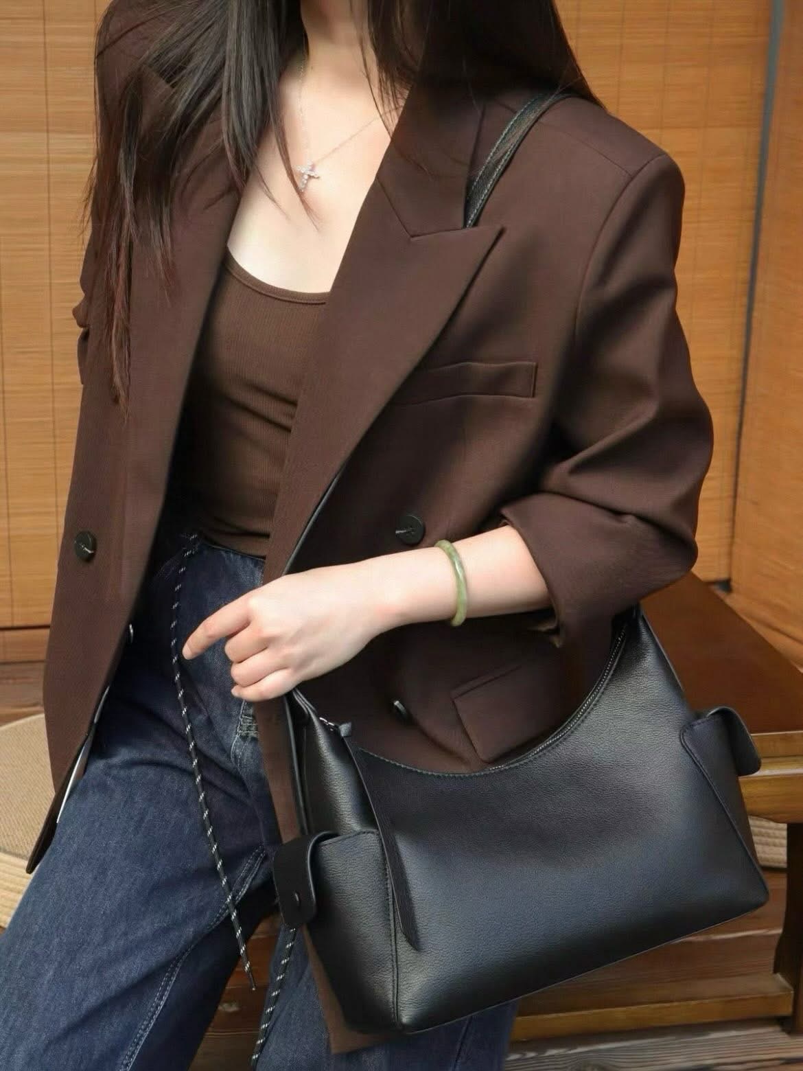 Hobo Leather Bag/hobo頭層牛皮肩背包