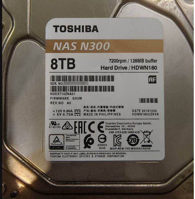 TOSHIBA N300 8TB SATA3 3.5吋 NAS硬碟