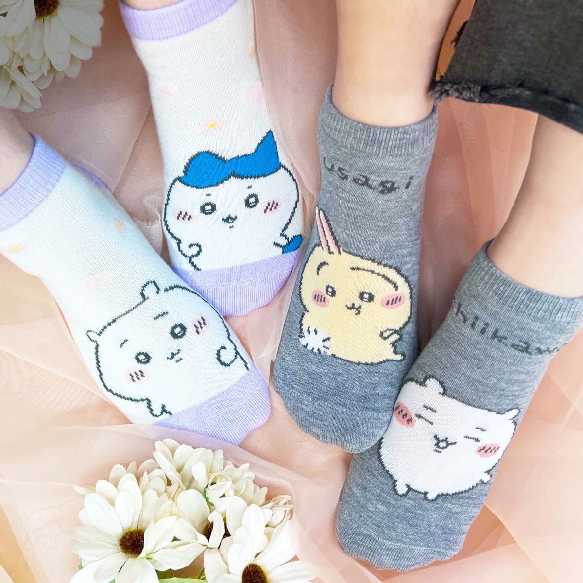 左右不同圖案女襪