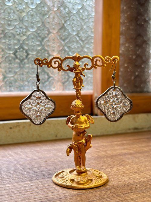 海棠花 鑲嵌耳環