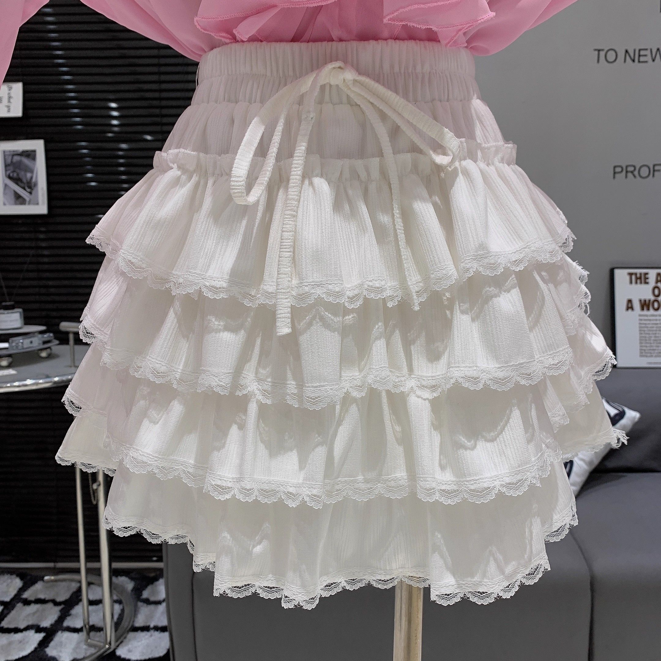 超百搭高腰顯瘦層層蛋糕短裙