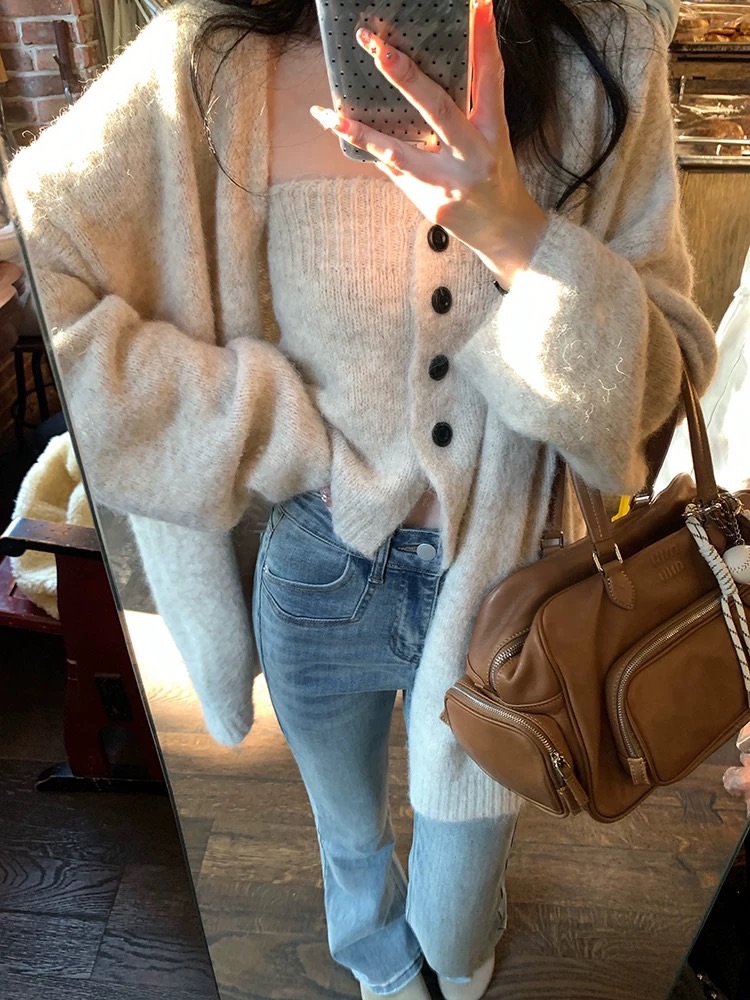 溫柔風軟糯背心➕毛衣外套兩件套裝