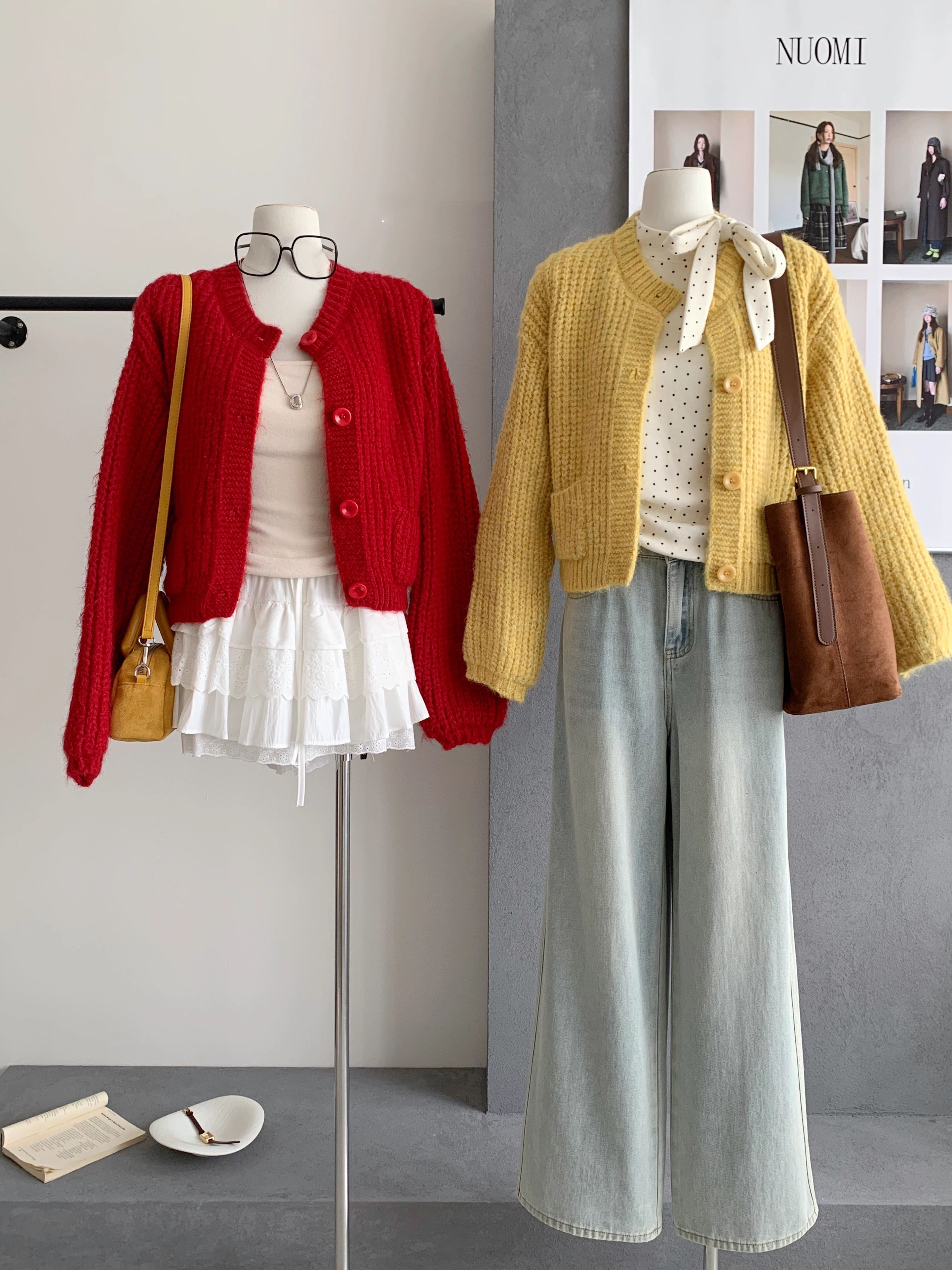 氛圍感粗針織加厚毛衣開衫外套