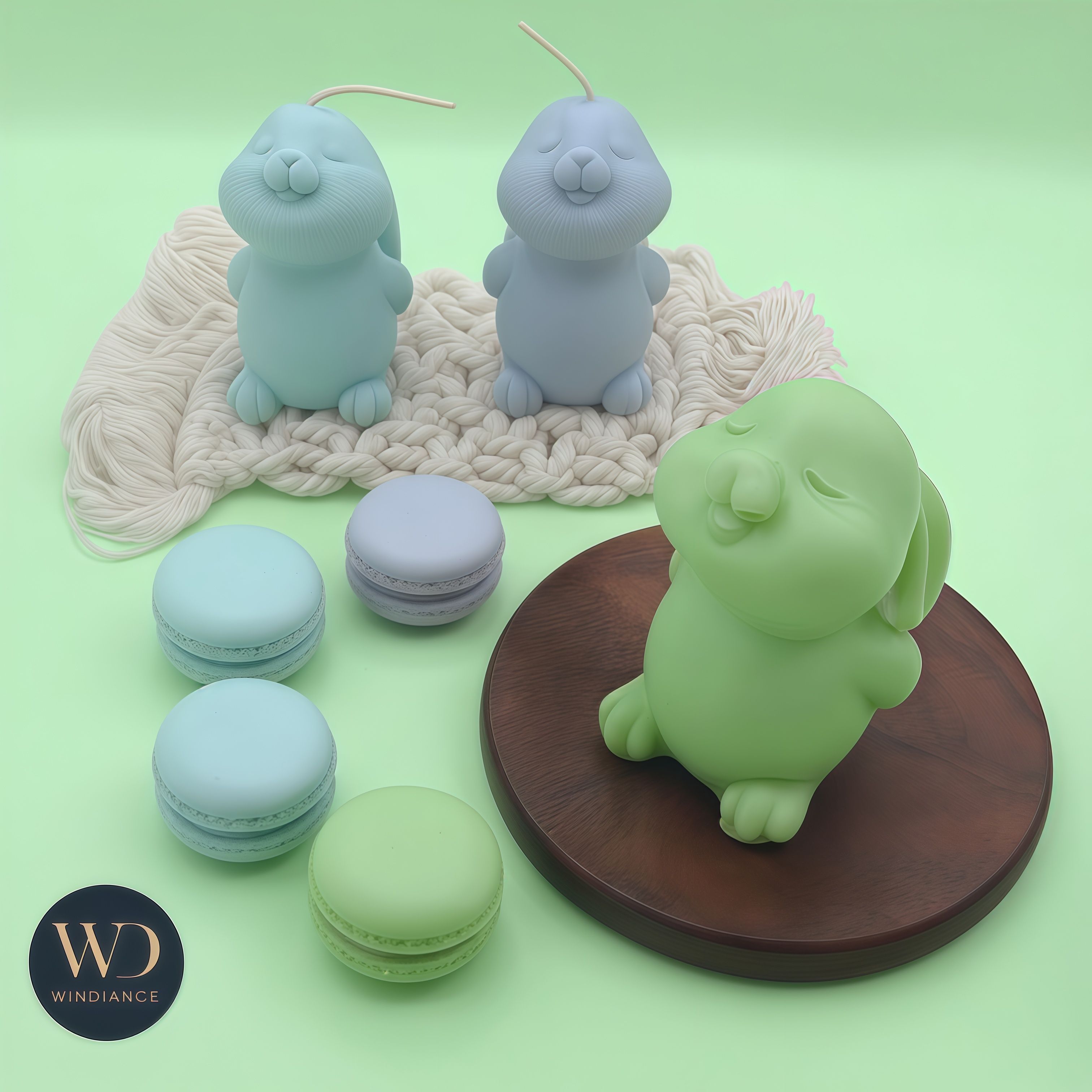 《生活儀式感》現貨隔日達✨ 【香氛兔兔蠟燭】Evan｜馬卡龍綠 × 香草｜雙子座活力小精靈