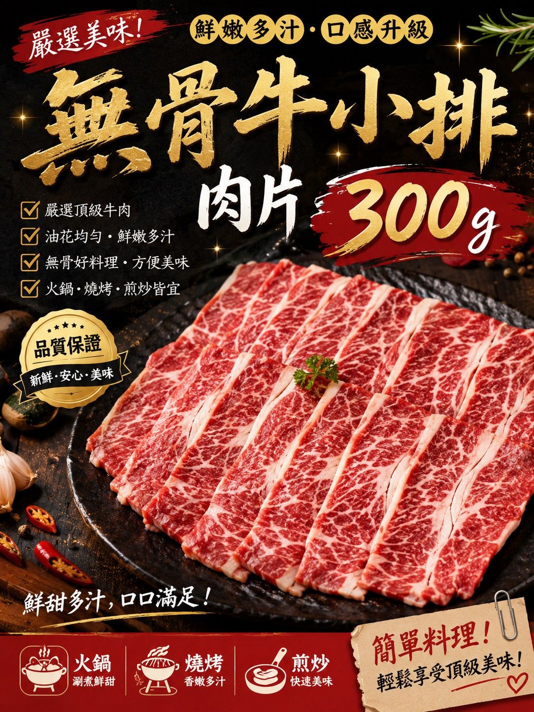 無骨牛小排肉片