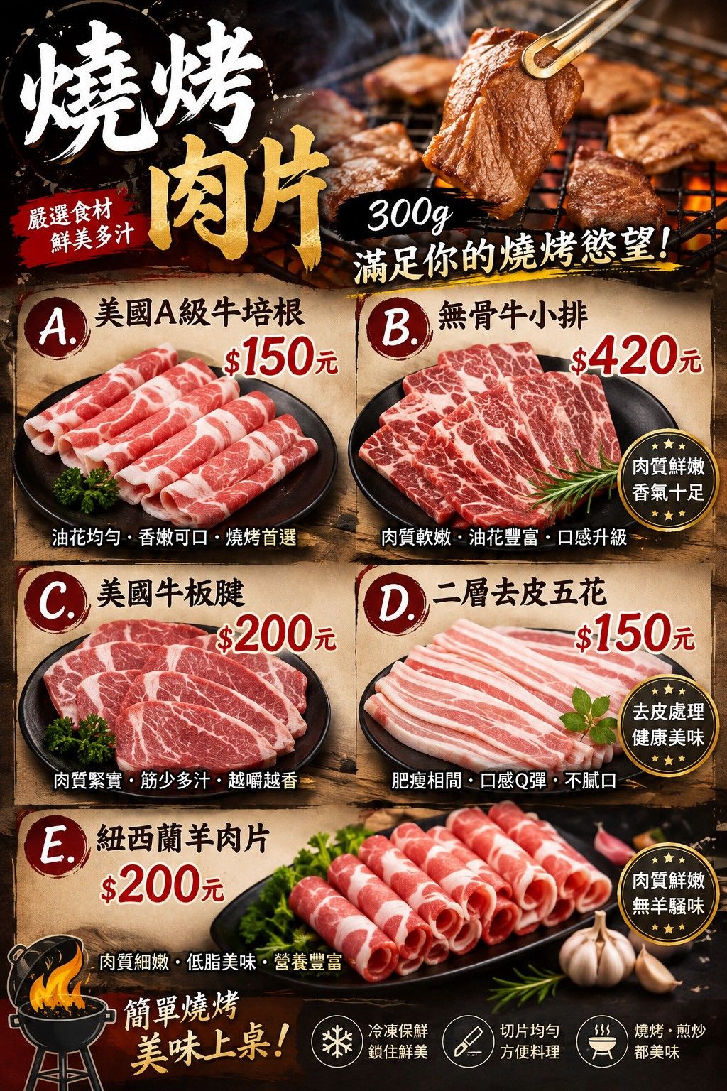火鍋/燒烤肉片 300g｜燒肉控集合啦！