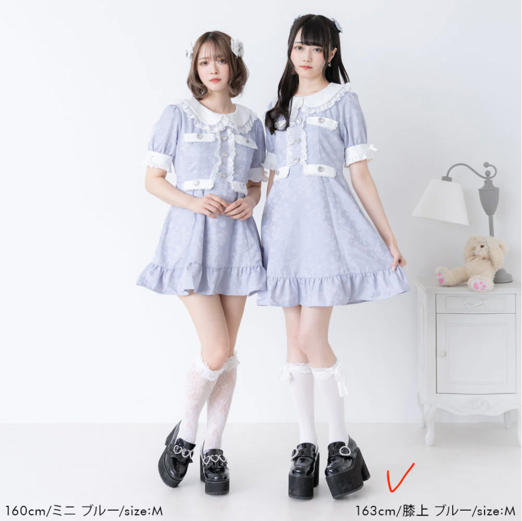 A、Dear My Love藍色愛心寶石短袖洋裝（全新僅試穿）