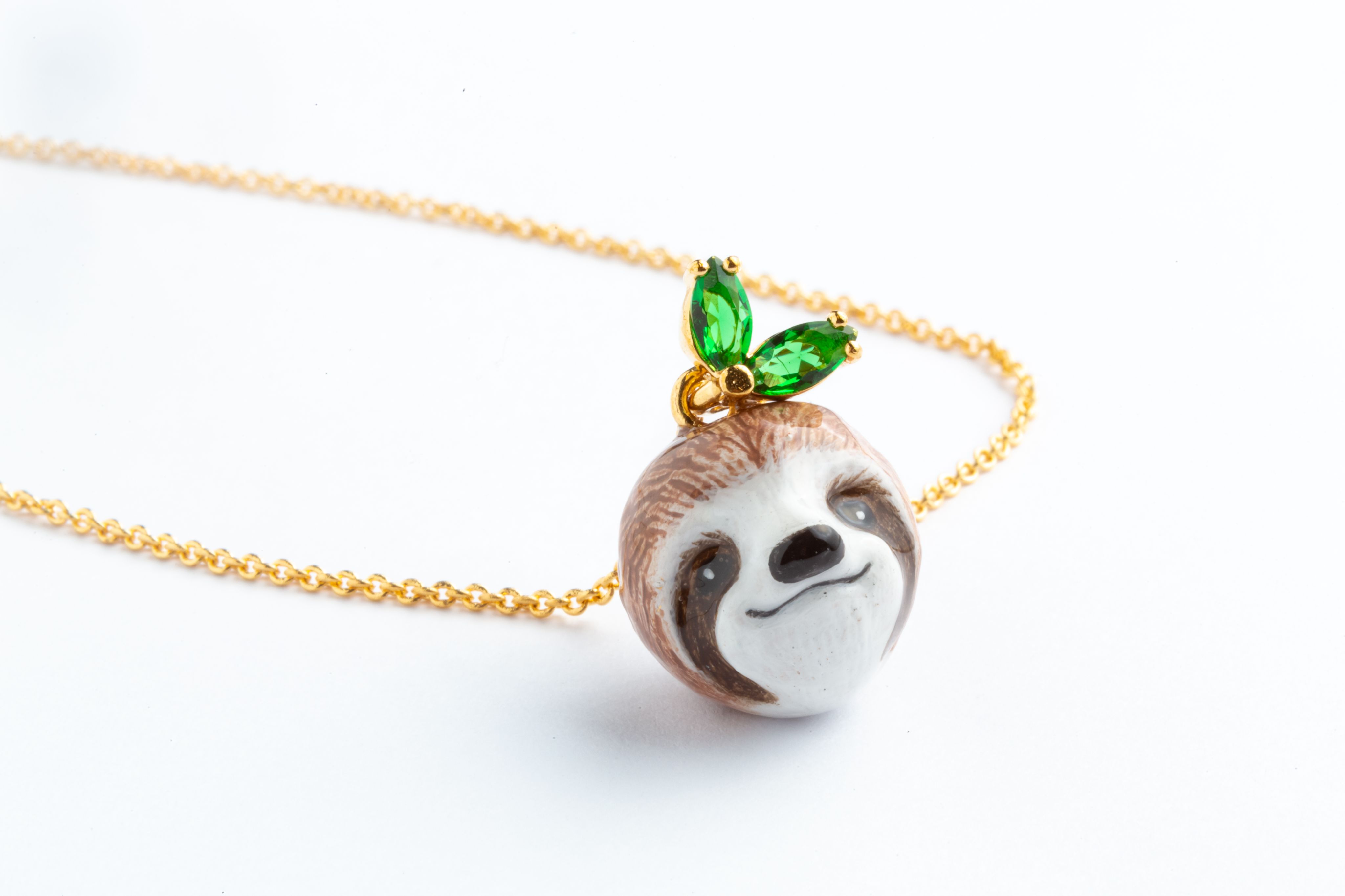 樹懶綠色鋯石琺瑯項鍊