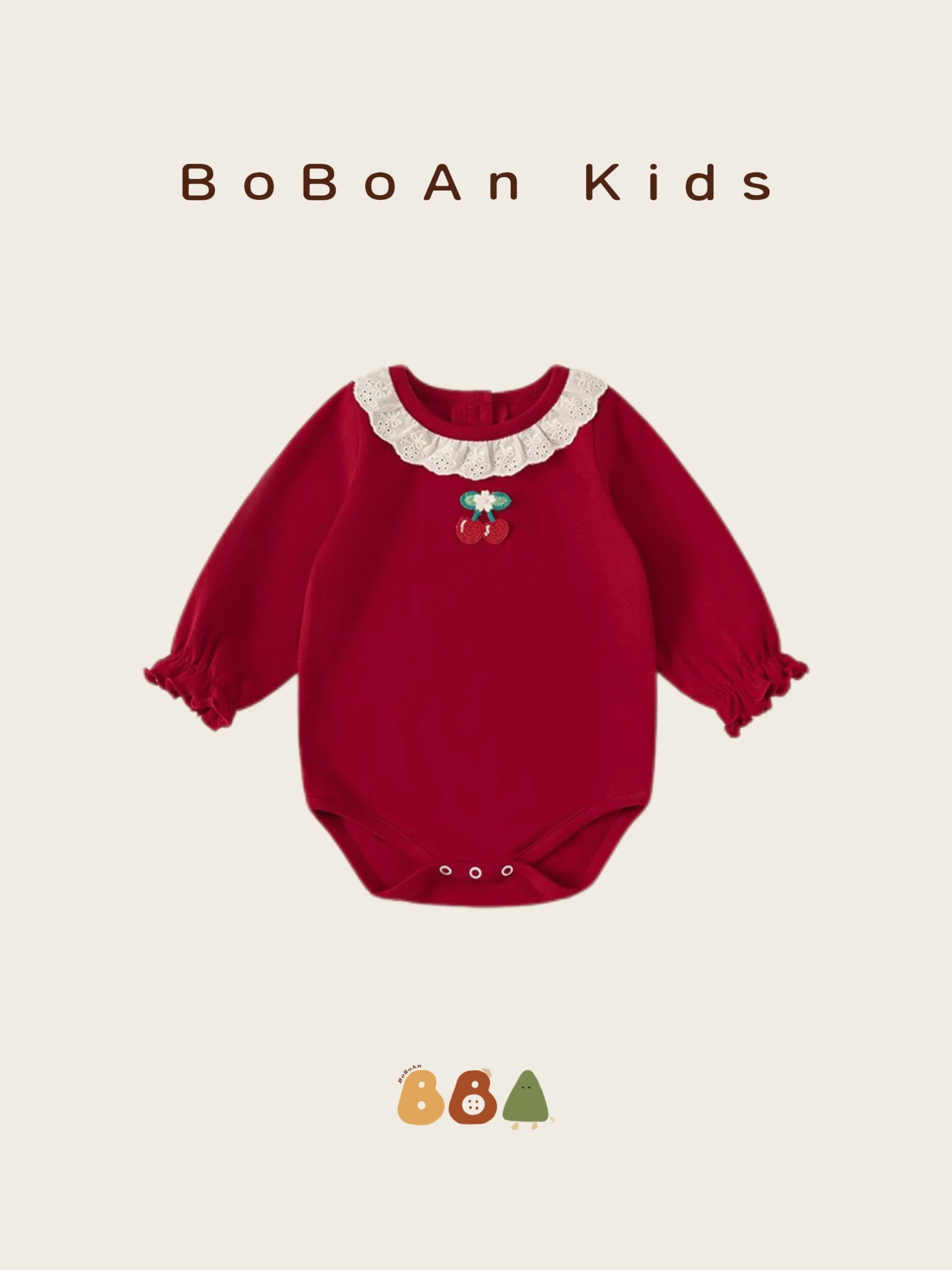 四季款櫻桃純棉包屁衣A012