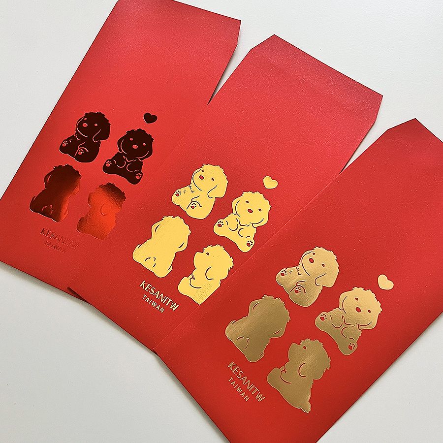 紐約狗狗 3色燙金紅包袋 3張一包 各色一張 台灣製