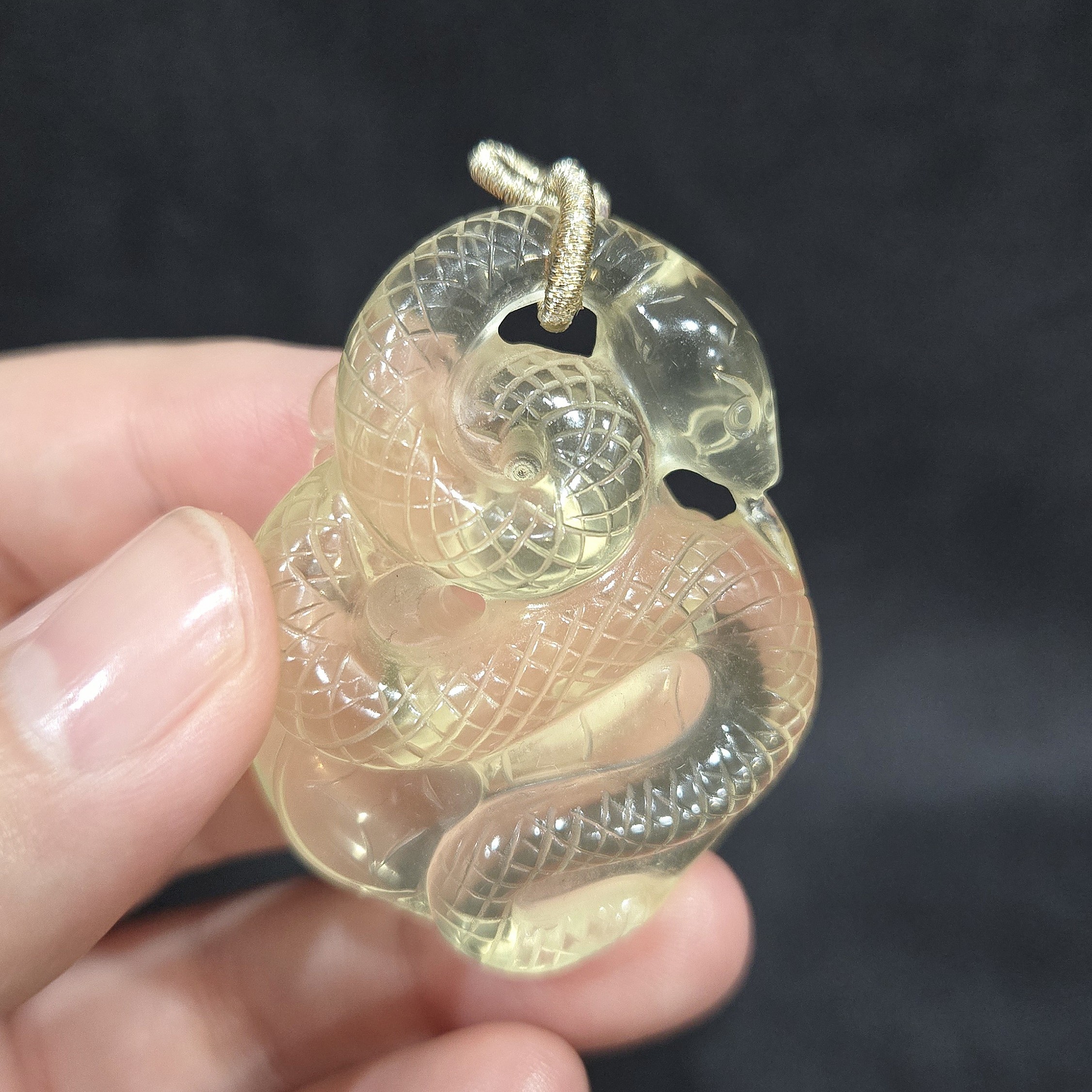 黃水晶帶錢幣蟒仙吊墜46.5*34.5*13mm
