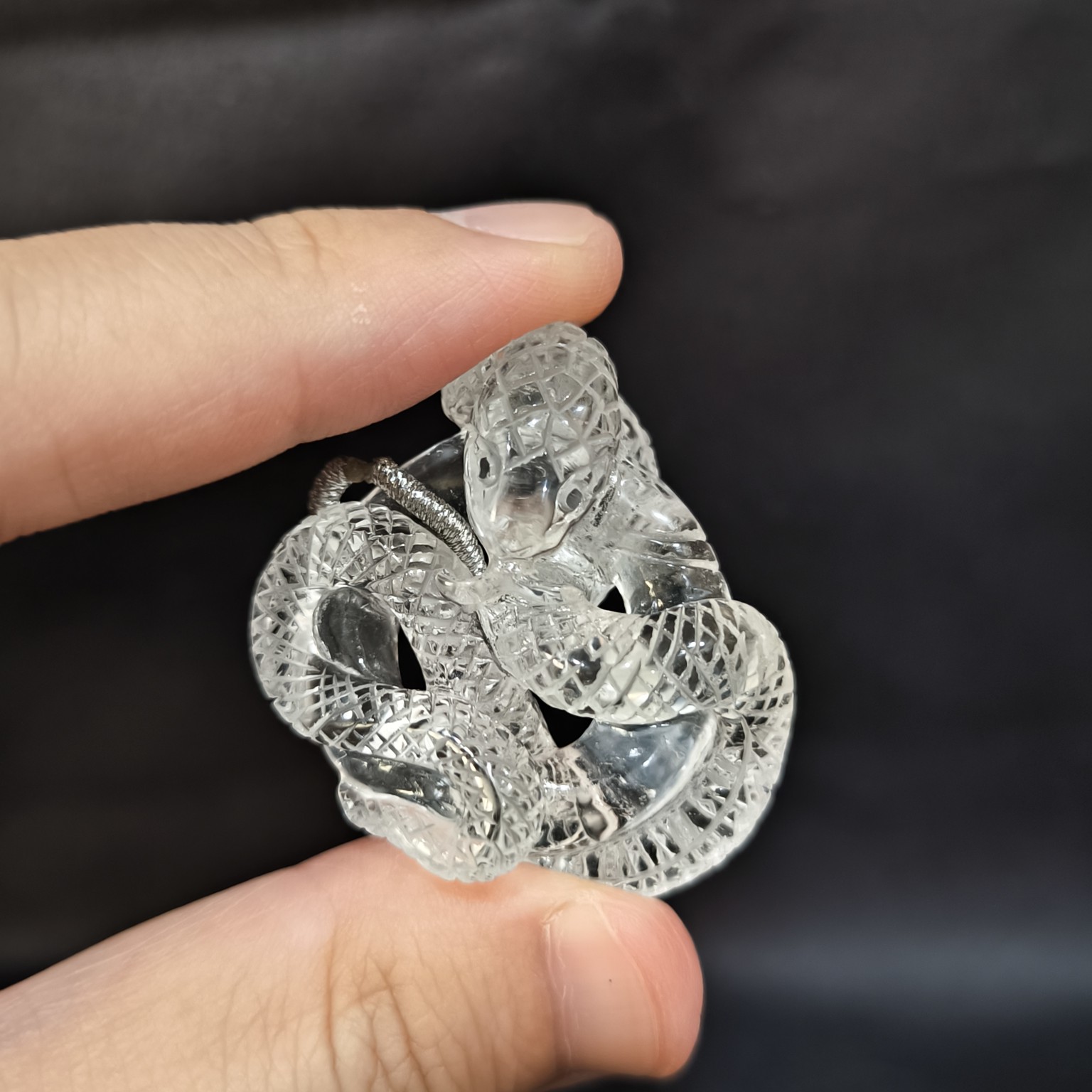 （需過杯）白水晶繞環蟒仙吊墜 38.5*32.5*17mm