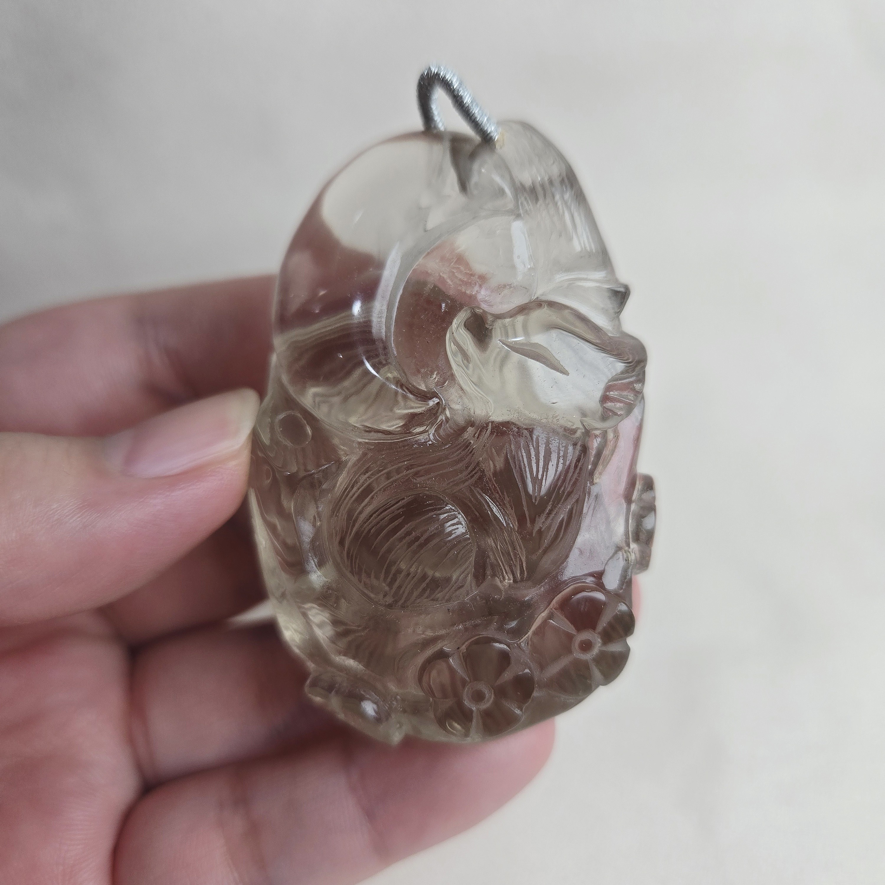 茶晶梅樹望月九尾狐 61*40*20.5mm