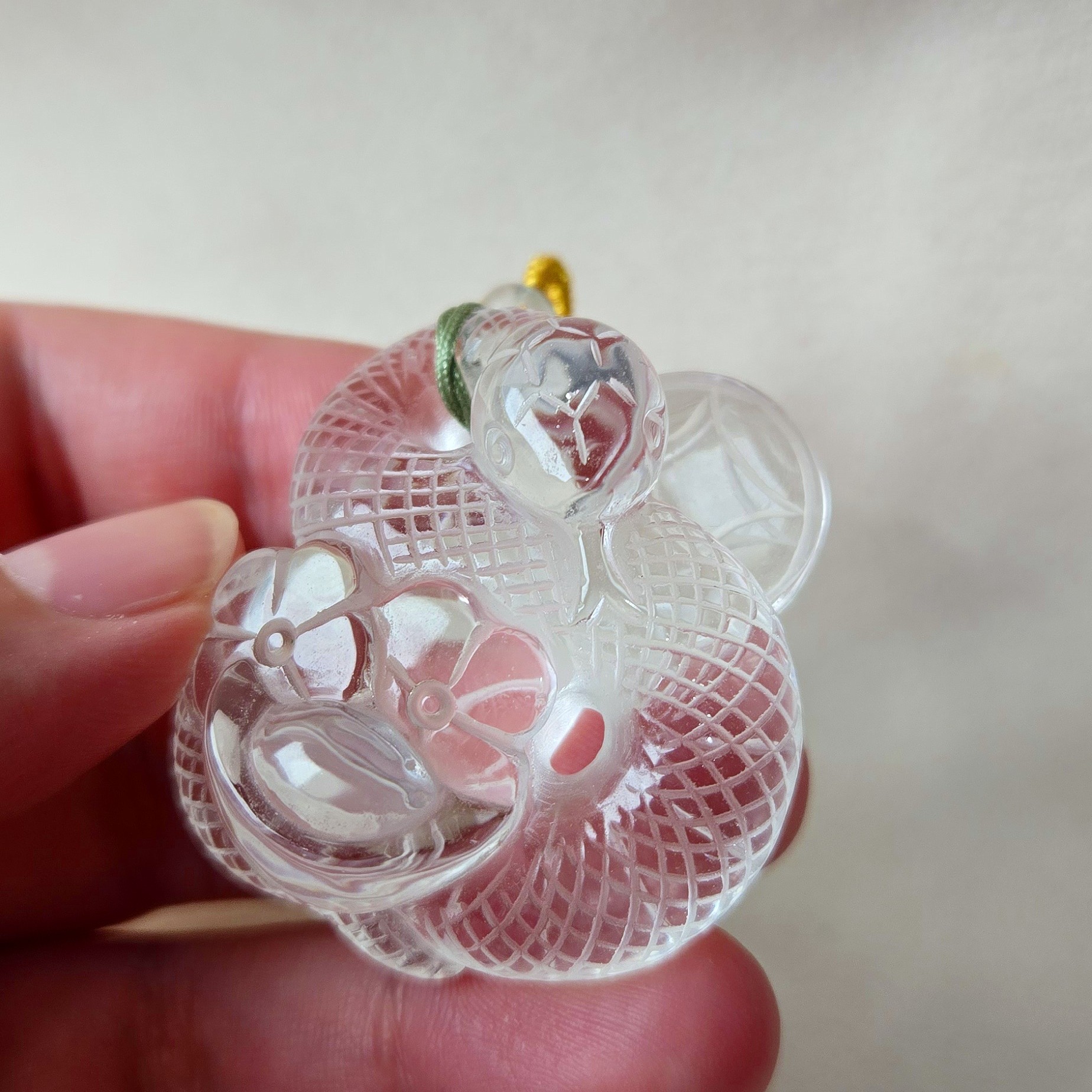 白水晶元寶桃花蟒仙吊墜 46*42*19（mm）