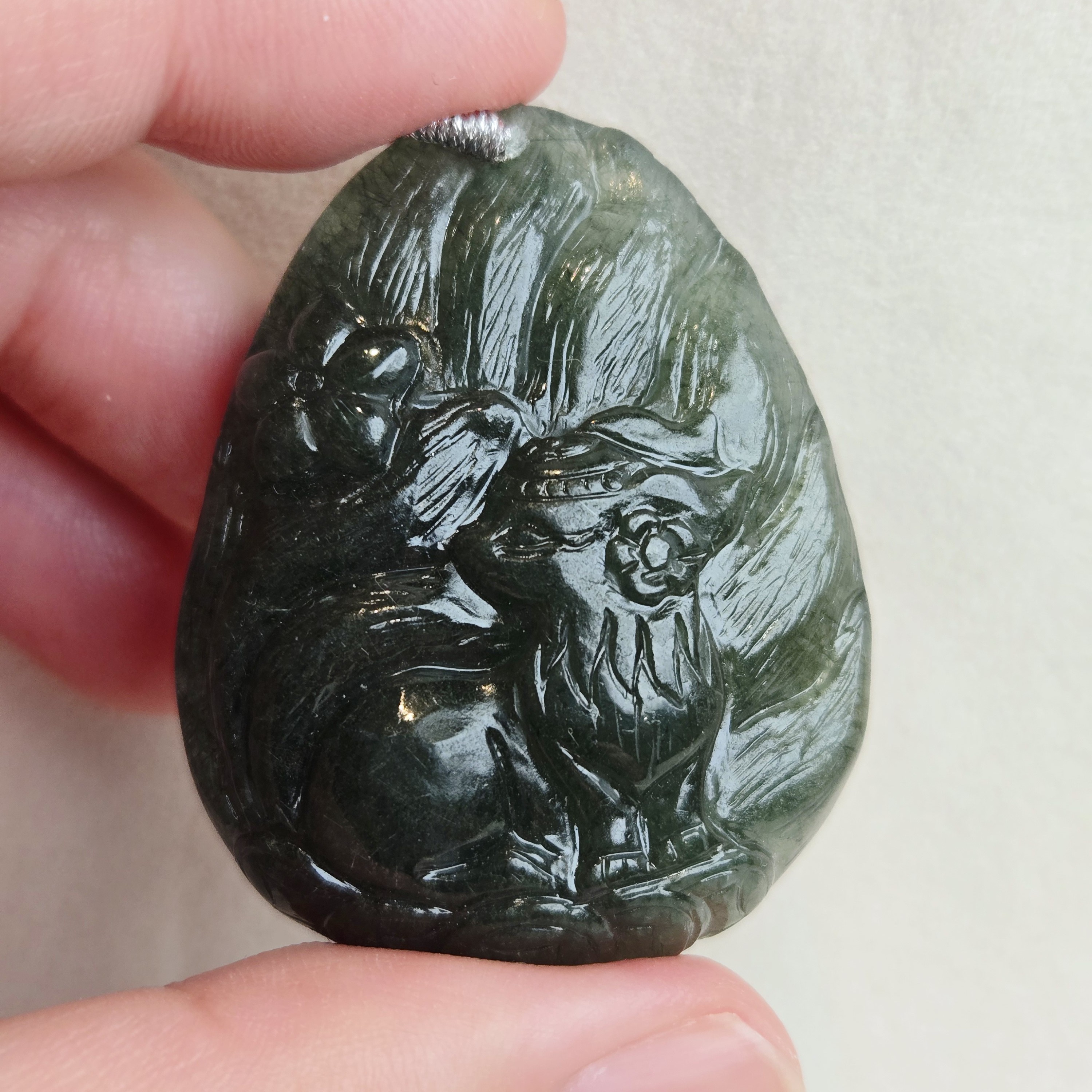 滿綠綠髮晶九尾狐吊墜 43*34*13.5mm