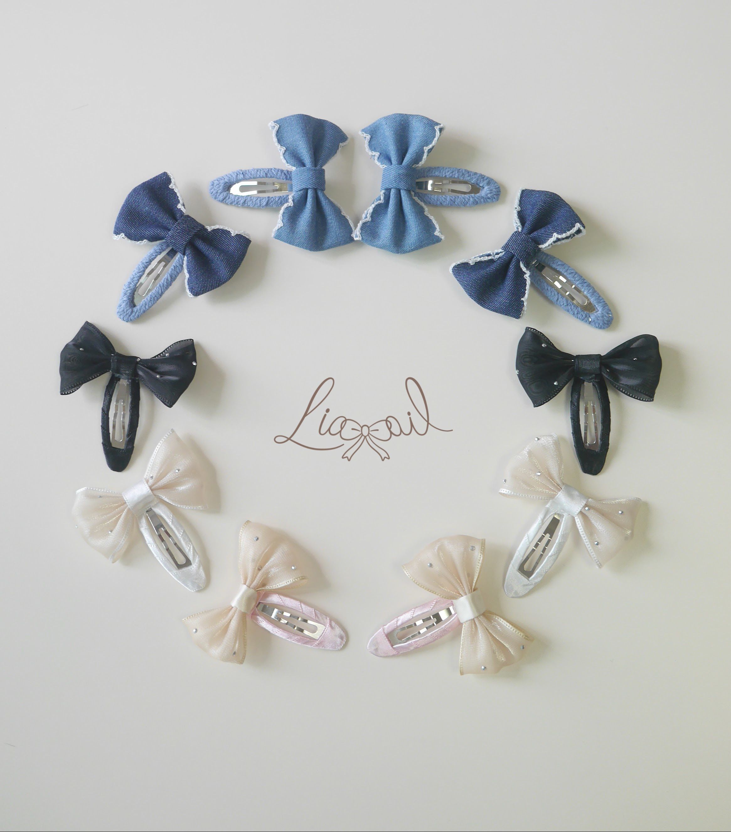 布藝蝴蝶結BB夾兩件組