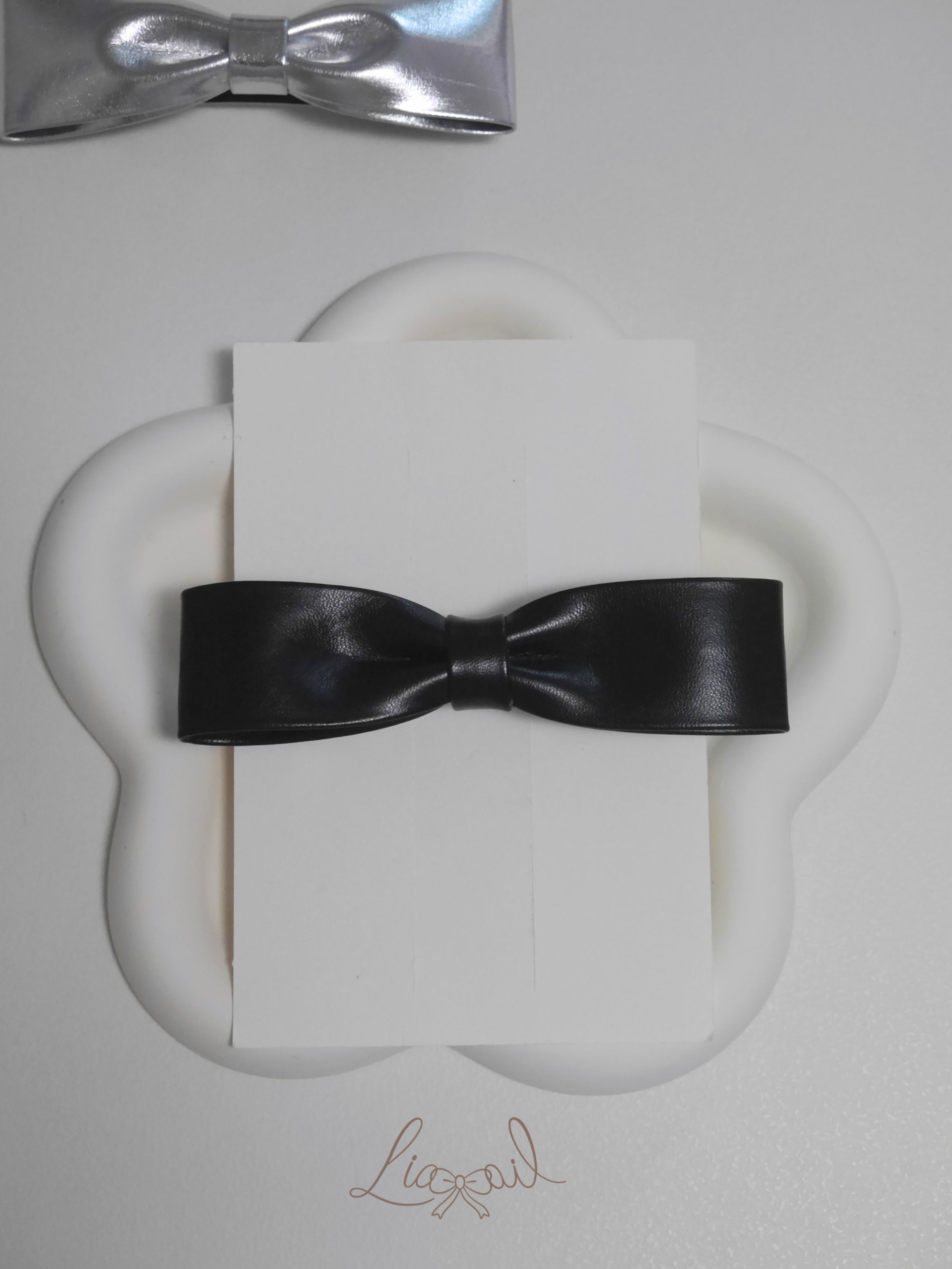 韓國高級亮面皮革法式髮夾