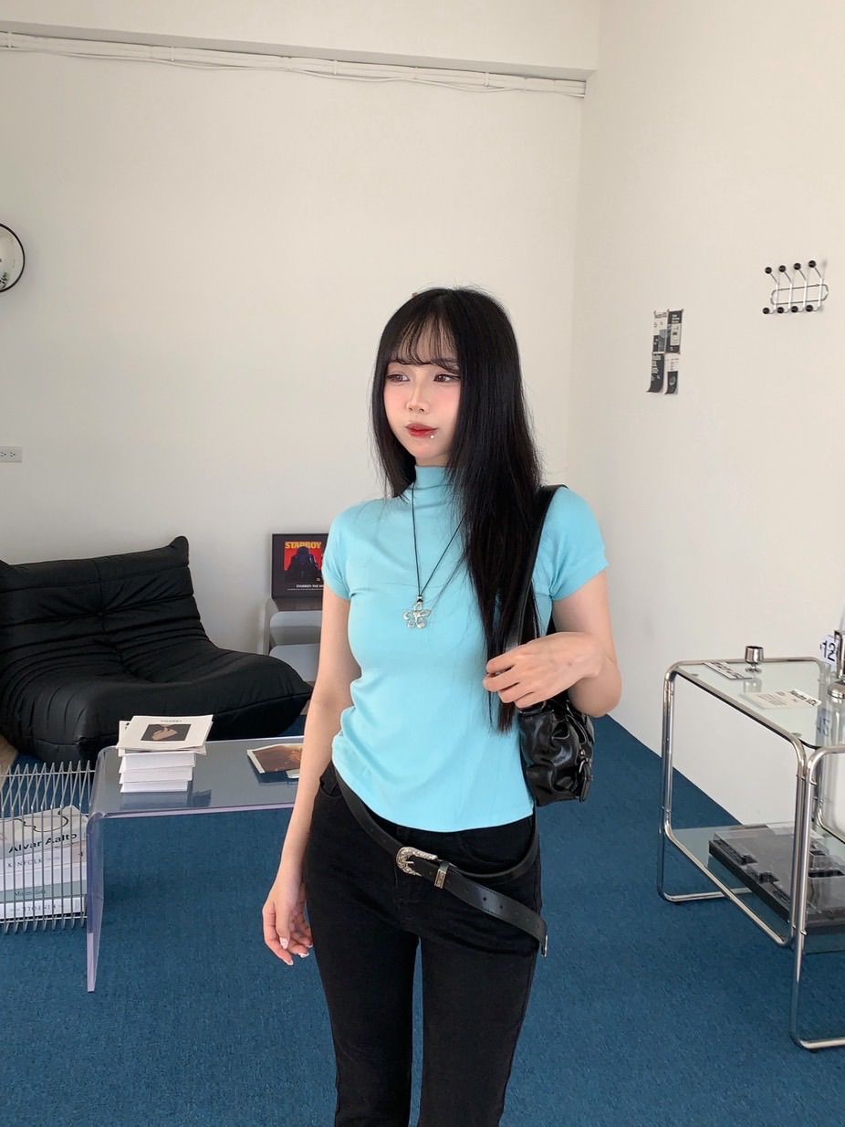 Velpro 現貨｜純欲緊身半高領短T