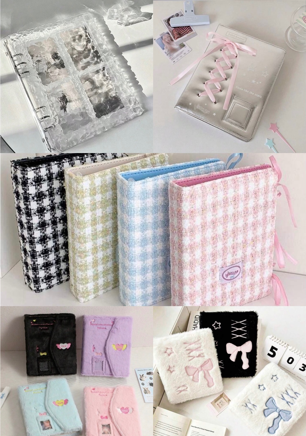 A5四格卡冊大合集🪽/銀色/格子/毛絨卡冊/四格內頁