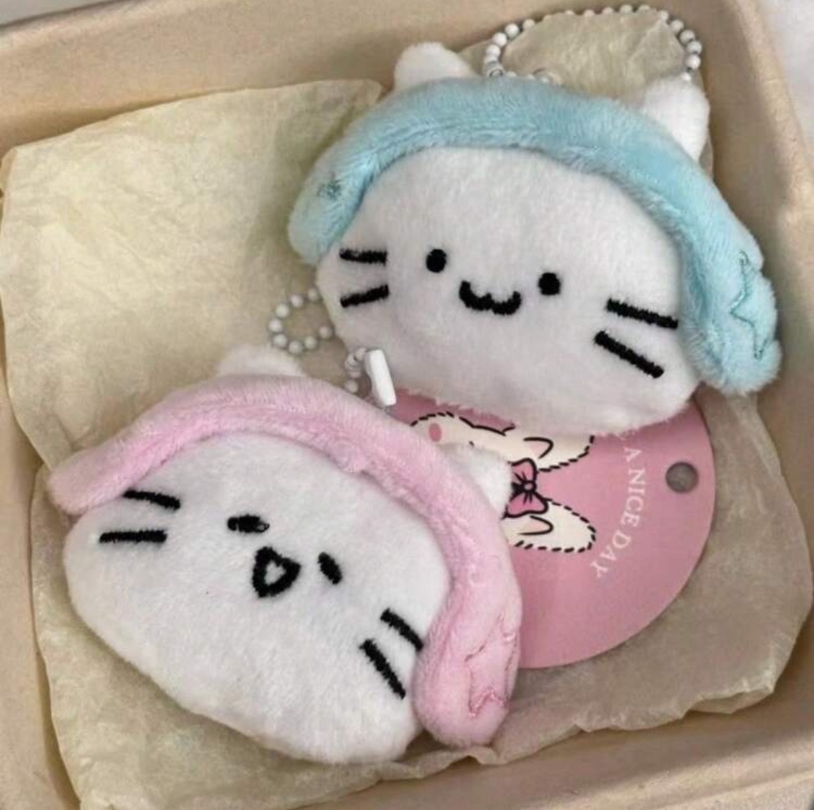 迷你耳機小貓娃娃吊飾🎧🐱/🩵🩷