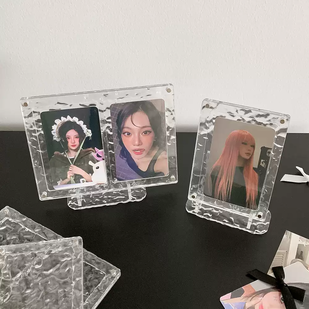 【現貨】水波紋3吋卡框 雙卡 單卡 附支架 小卡展示 追星 收納 壓克力 谷美