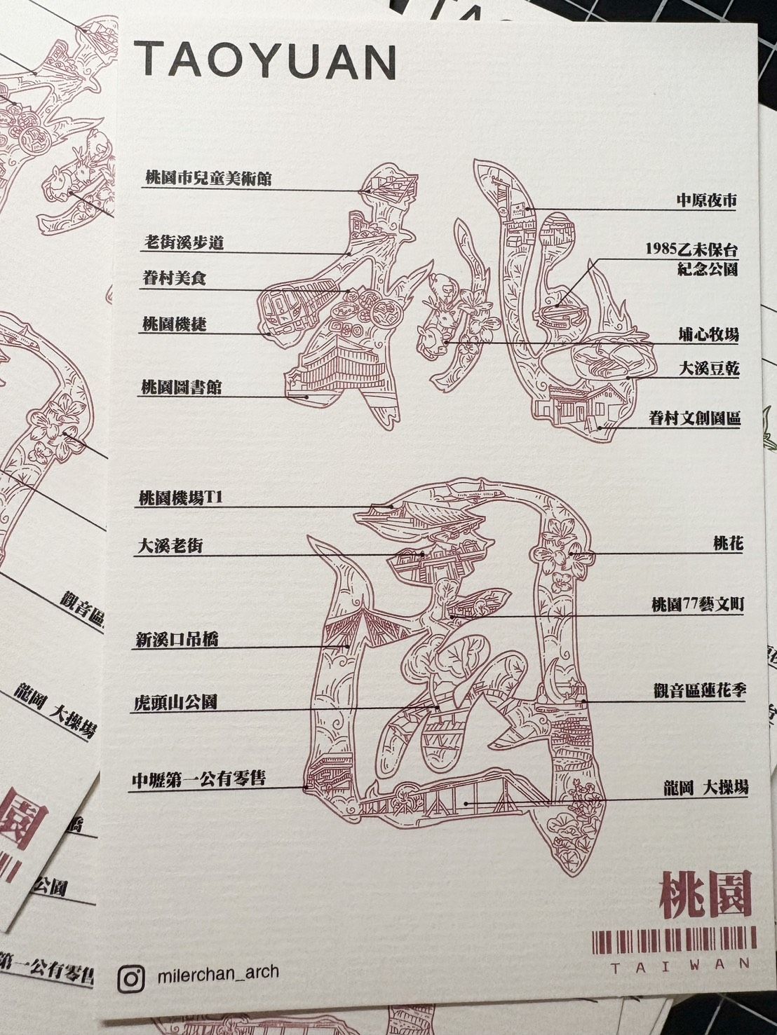 桃園_城市字繪系列明信片（噴墨印刷）