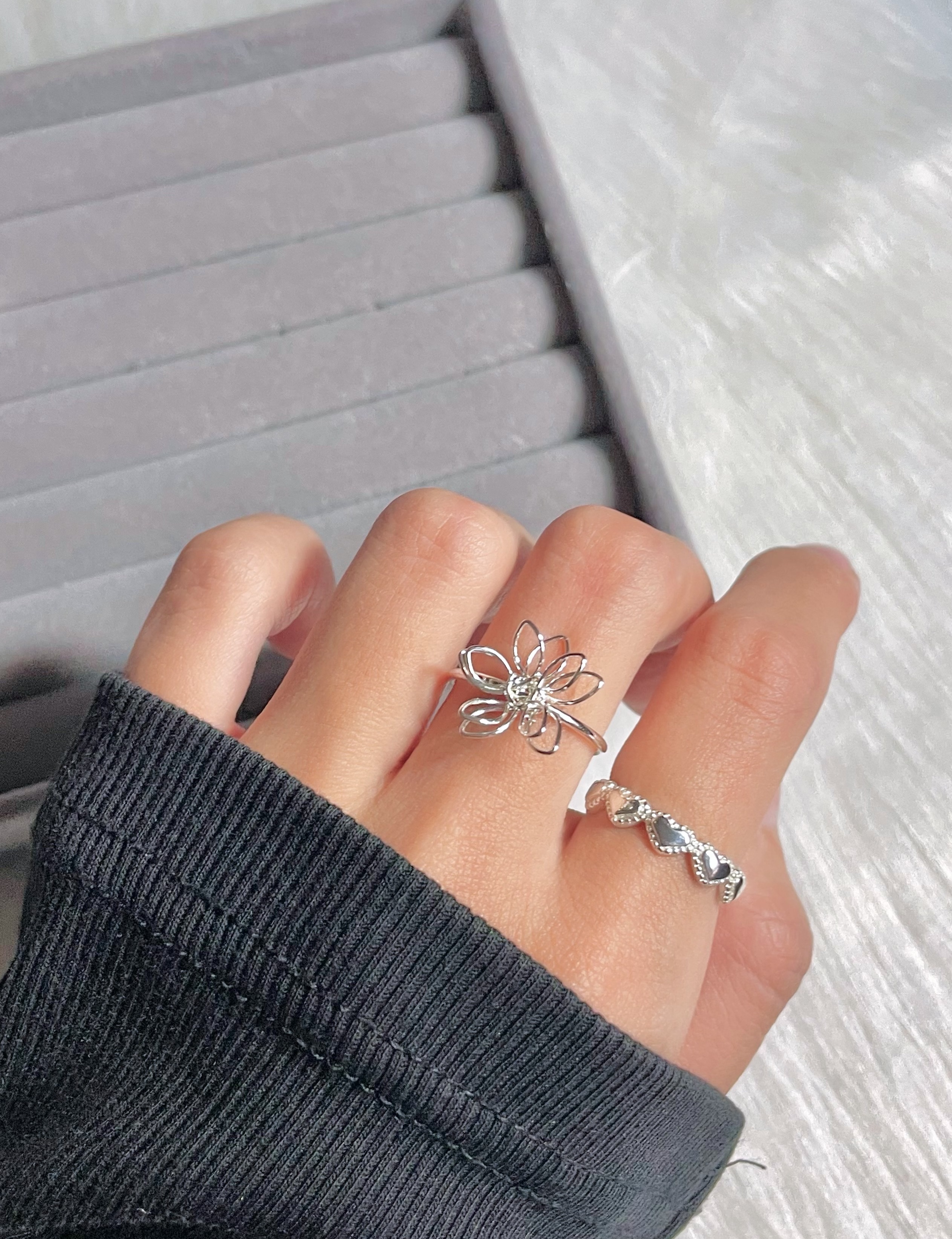 ☆花開指尖☆ ｜雙層立體鏤空花瓣戒指🌷