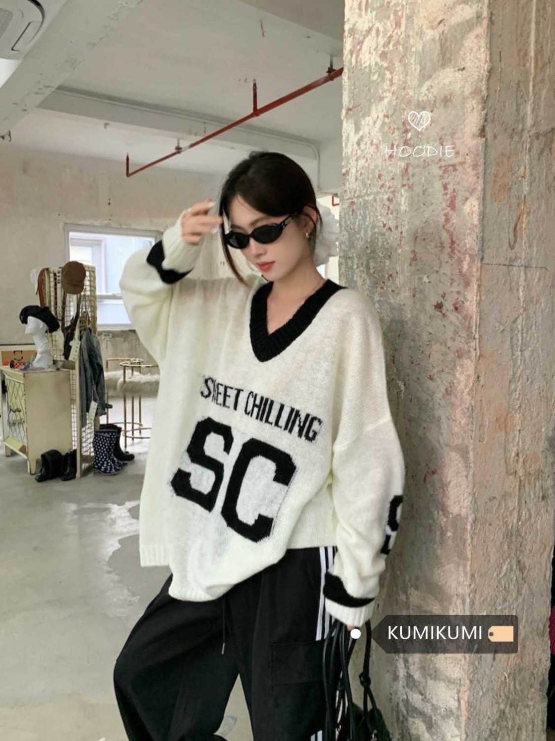 🖤韓系字母軟糯V領毛衣🩶