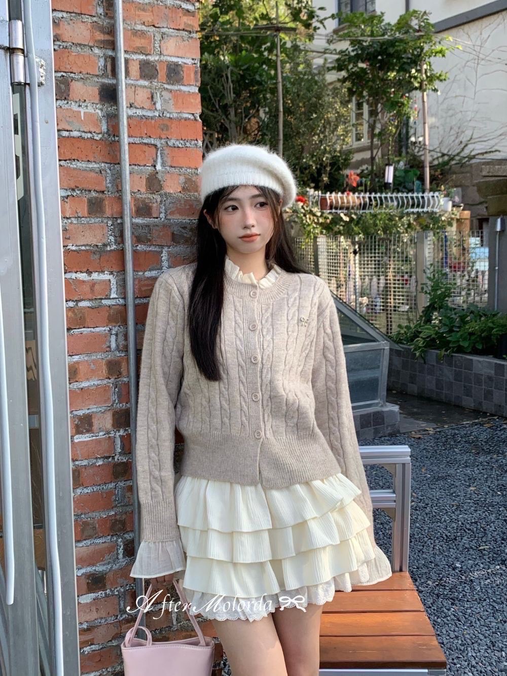 🌷韓系蝴蝶結麻花圓領針織上衣