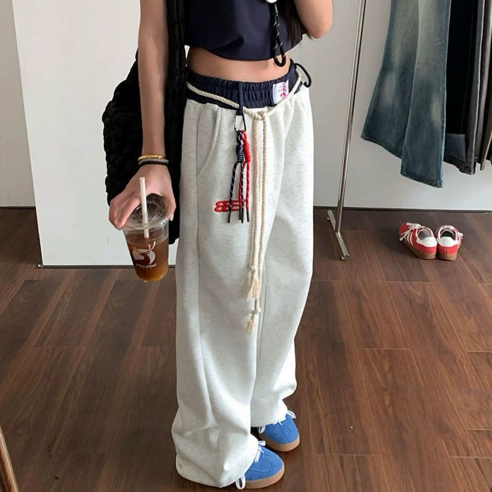 🔥｜美式復古抽繩綁帶休閒褲