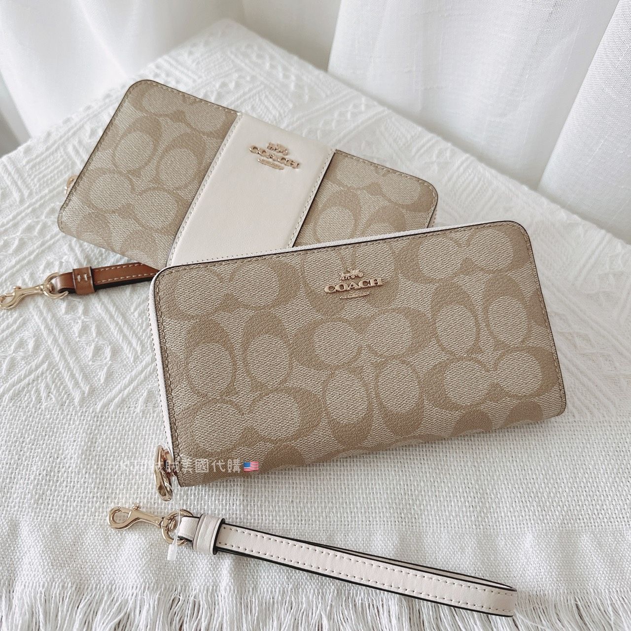 【Coach】防刮 長夾 皮夾 包包 附可拆式手腕帶
