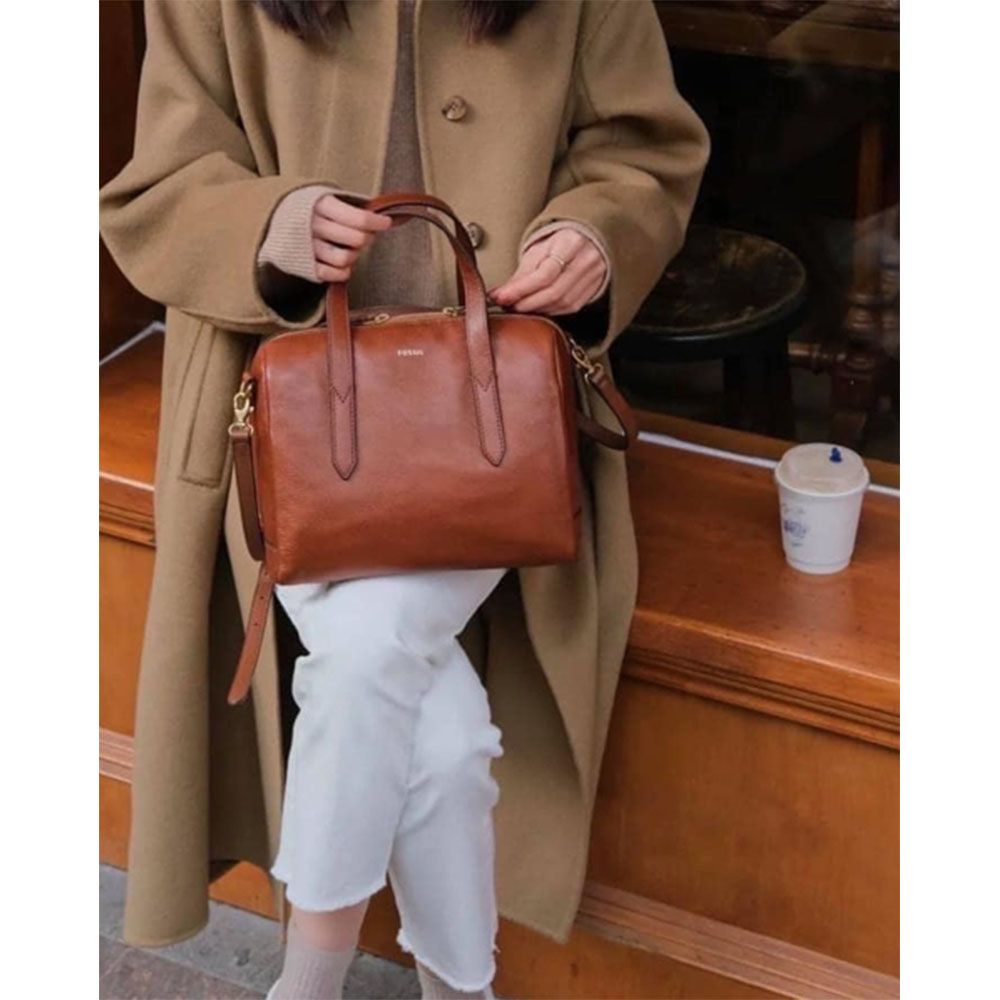 【Fossil】 Sydney 輕量 真皮 兩用 手提 斜背包 側背包 波士頓包