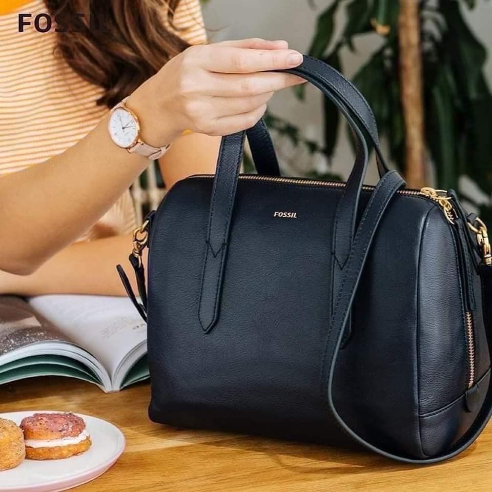 【Fossil】 Sydney 輕量 真皮 兩用 手提 斜背包 側背包 波士頓包