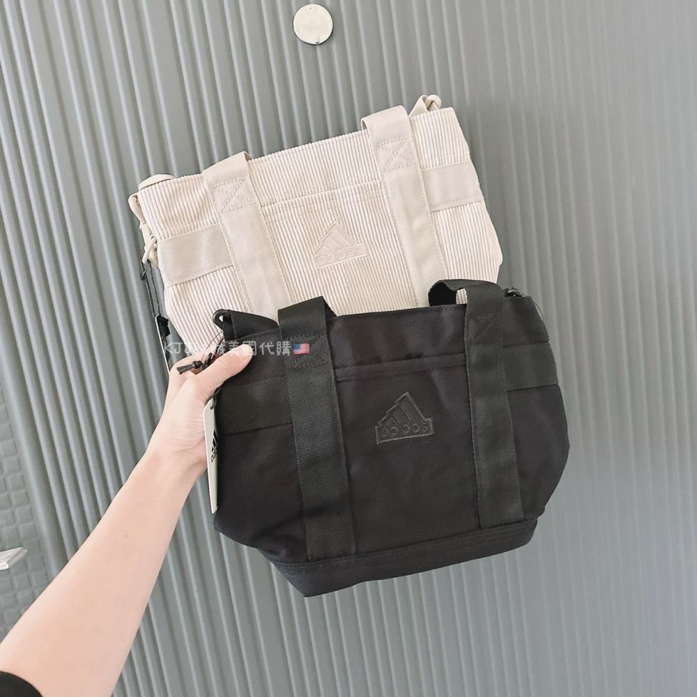 【愛迪達】 厚帆布 / 燈芯絨 斜背 小托特 包包