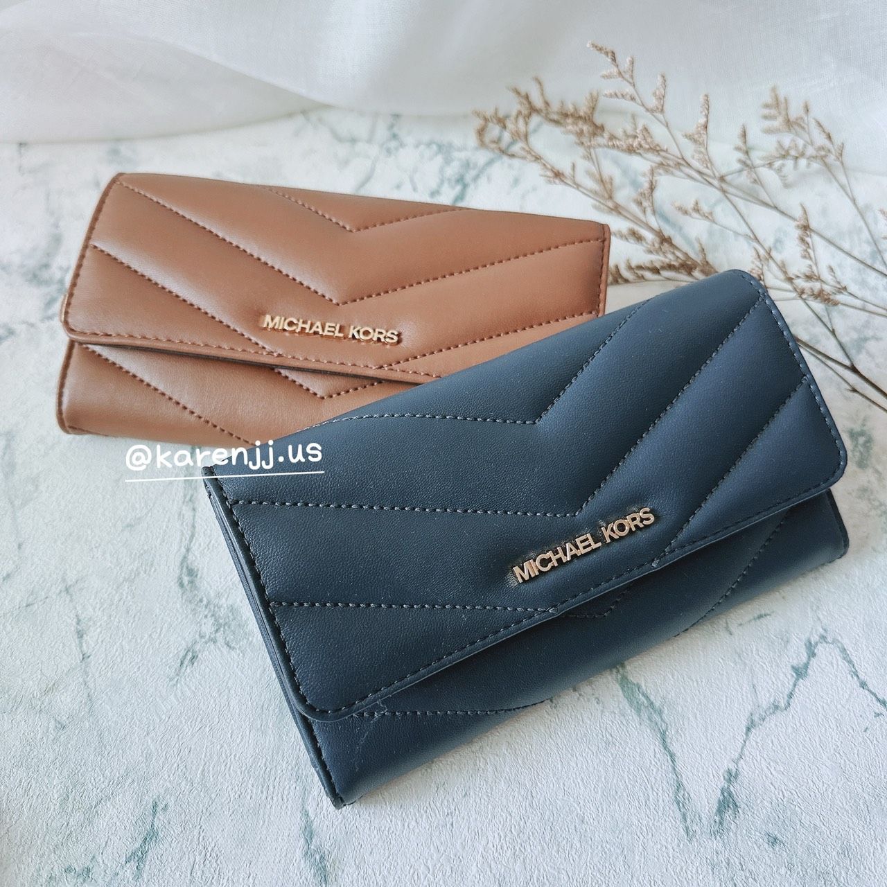 【MICHAEL KORS】MK 小香風 山形紋 長夾 皮夾