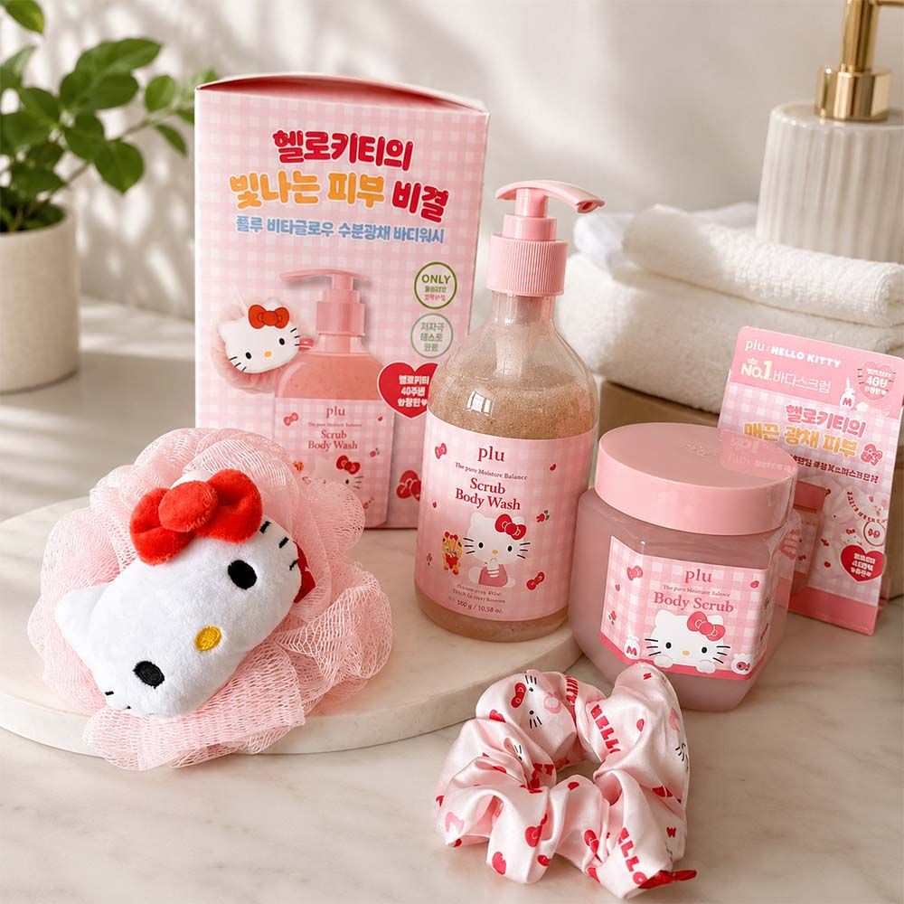 【PLU × Hello Kitty】限量聯名 身體磨砂沐浴乳/香氛海鹽身體磨砂膏