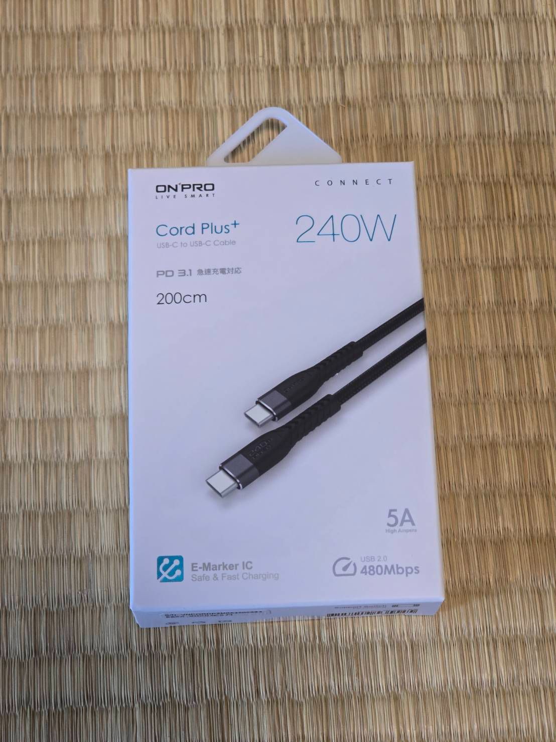 全新未拆 ONPRO Cord Plus 2M Type-C to Type-C PD240W 快充傳輸線