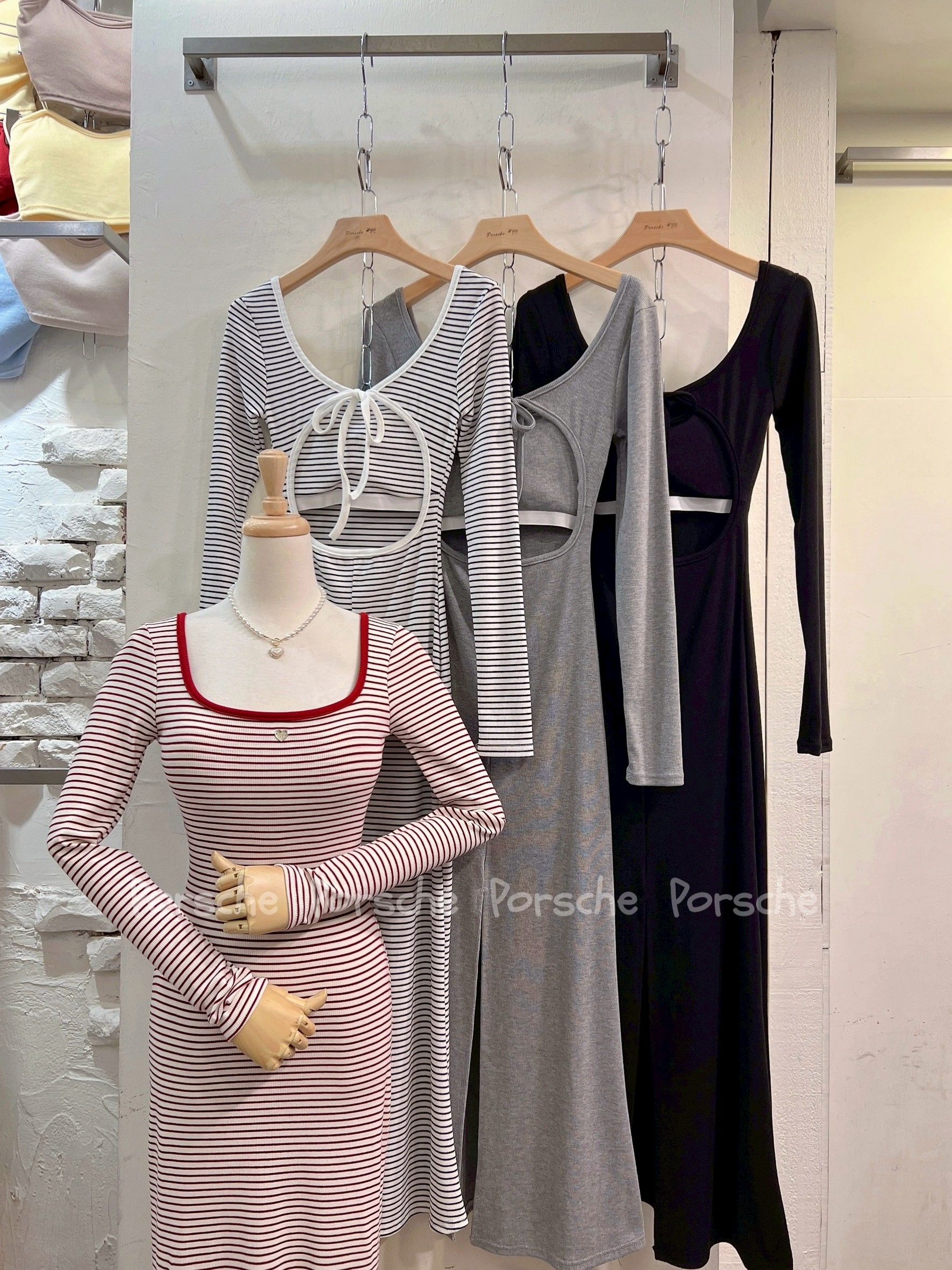 露背綁帶魚尾長洋