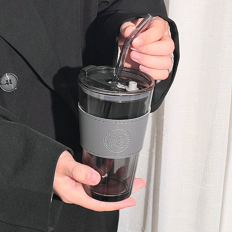 滿1500贈品 簡約高顏質玻璃吸管杯450ml