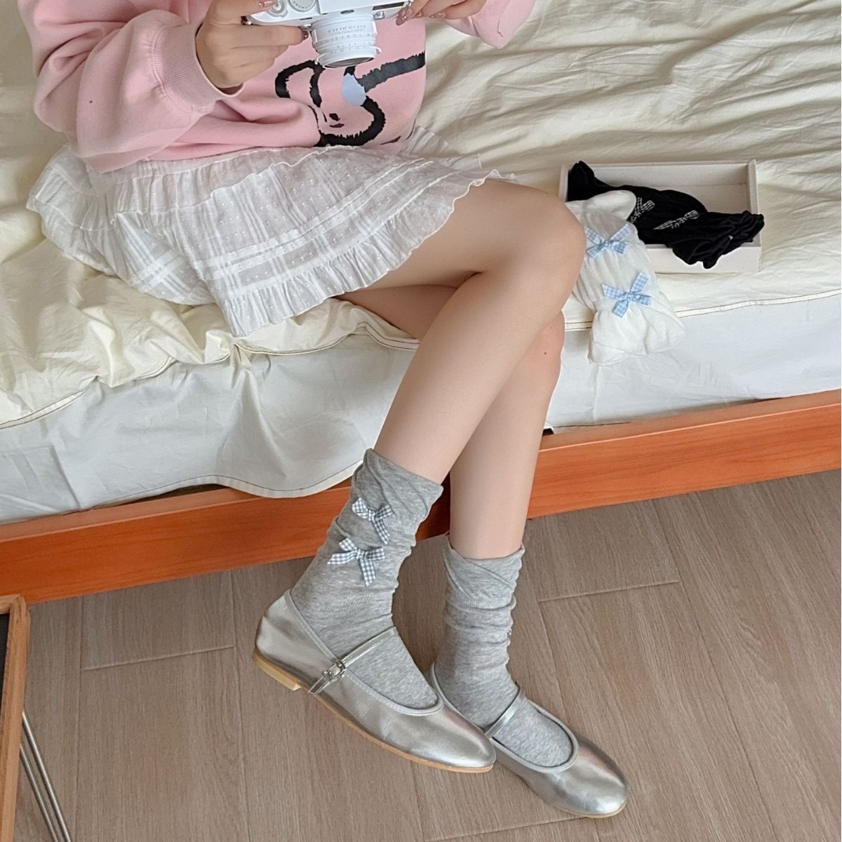 Soft Bow 格紋蝴蝶結襪🎀 🩰