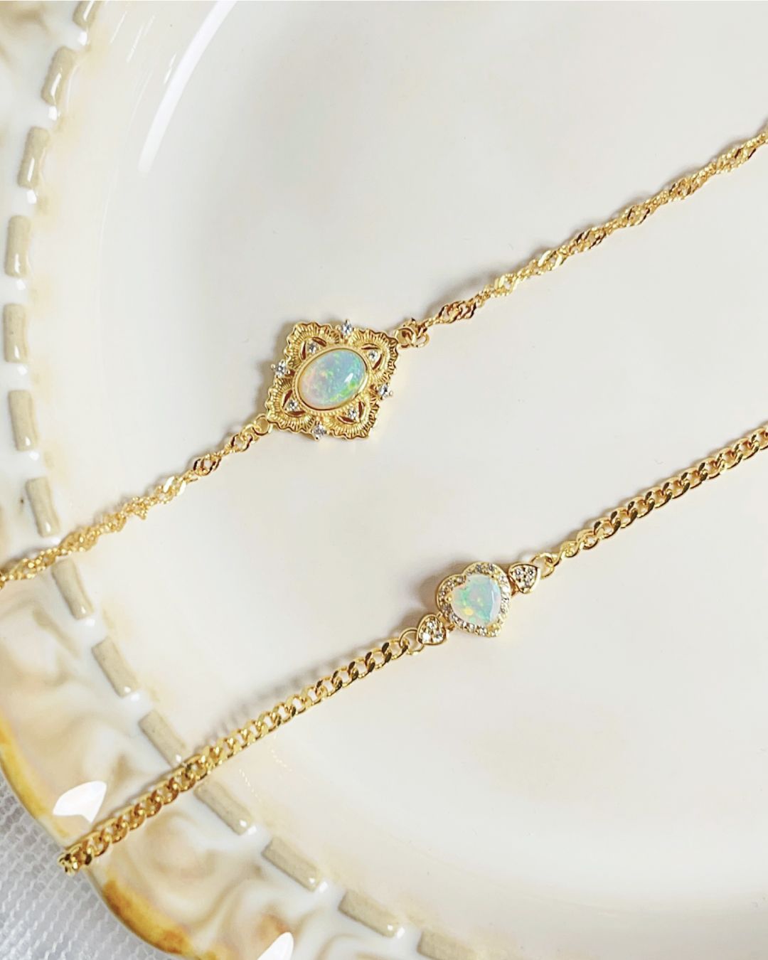 天然歐泊手鍊 *S925銀