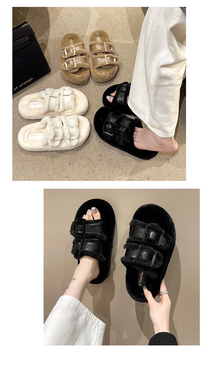 闆娘激推質感軟底增高毛毛拖