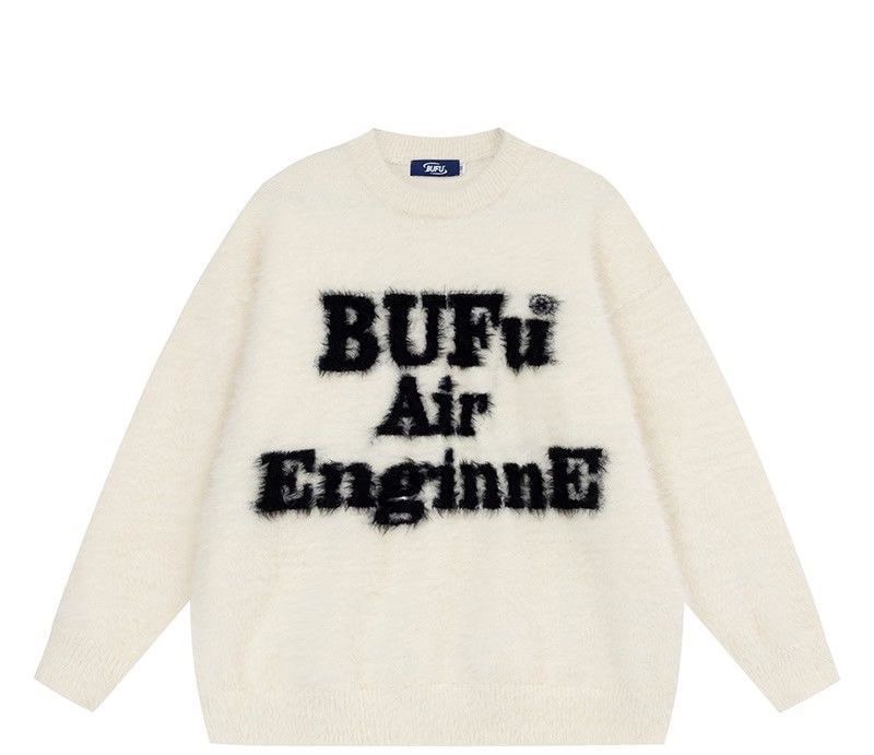 毛茸茸字母針織大學踢