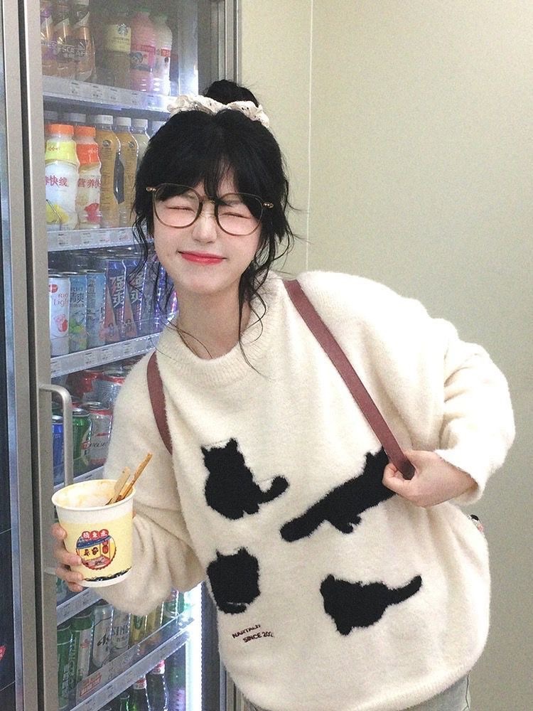 可愛小貓咪毛毛大學T